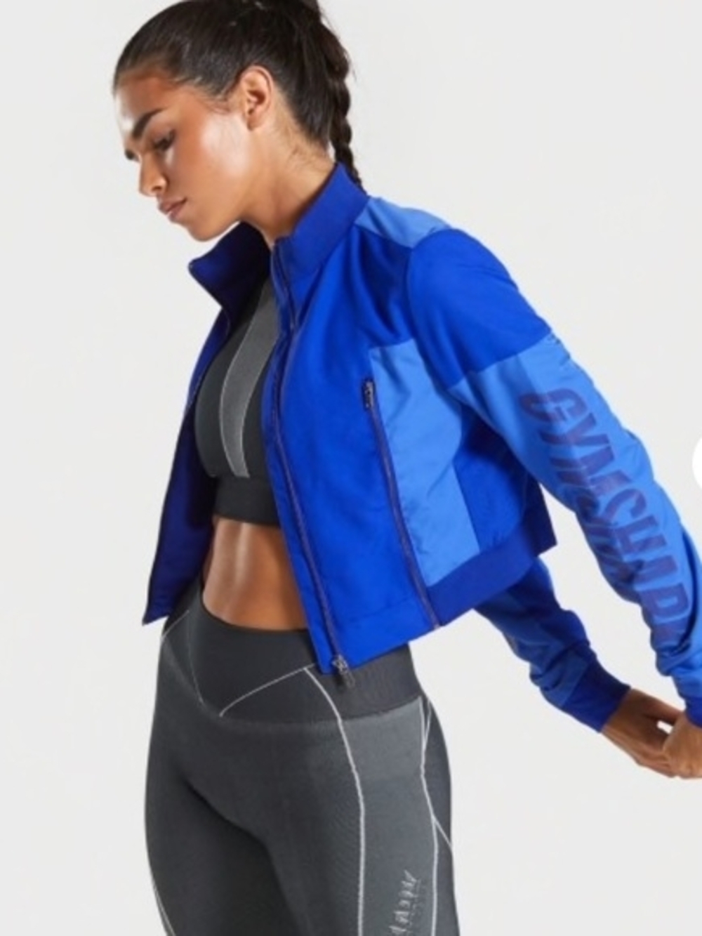 Gymshark Women's Blue Crop Training Jacket